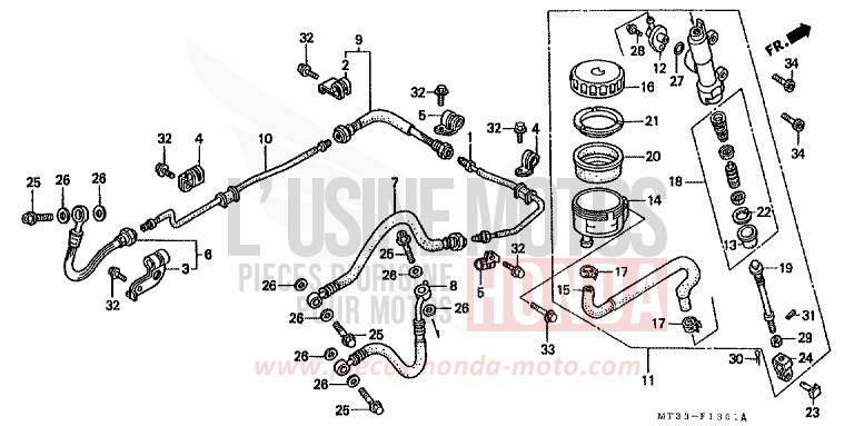 HAUPTBREMSE, HINTEN ZYLINDER von Pan-European ABS SPARKLING SILVER METALLIC (NH295D) von 1993
